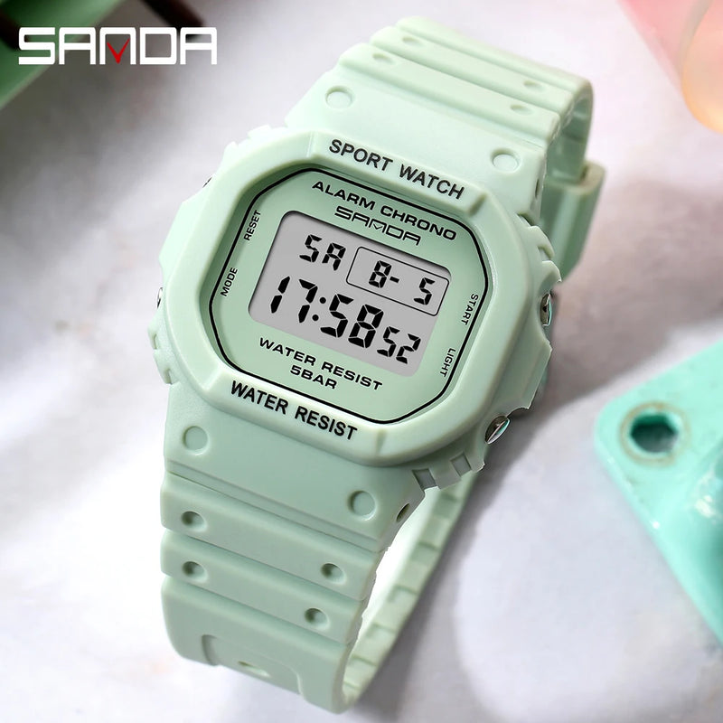 SANDA New Style Fashion Boys Girls Watches Waterproof LED Digital Watch Clock Lady G Style Sport Student Watch Relogio Feminino