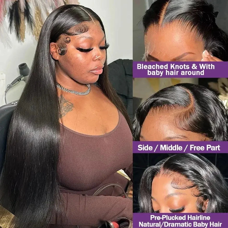 40 46 Inch 200 Density Front Wig 13x4 13x6 Hd Transparent Bone Straight Lace Front Wig For Black Women Brazilian Wigs Human Hair