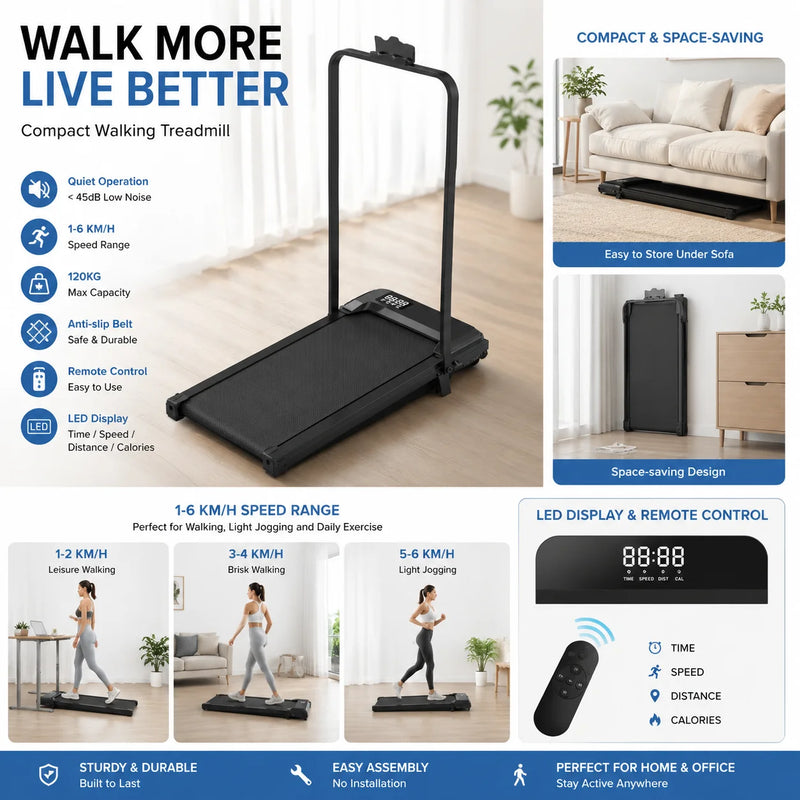 Under Desk Walking Treadmill Foldable Electric APP Remote | SAMAG