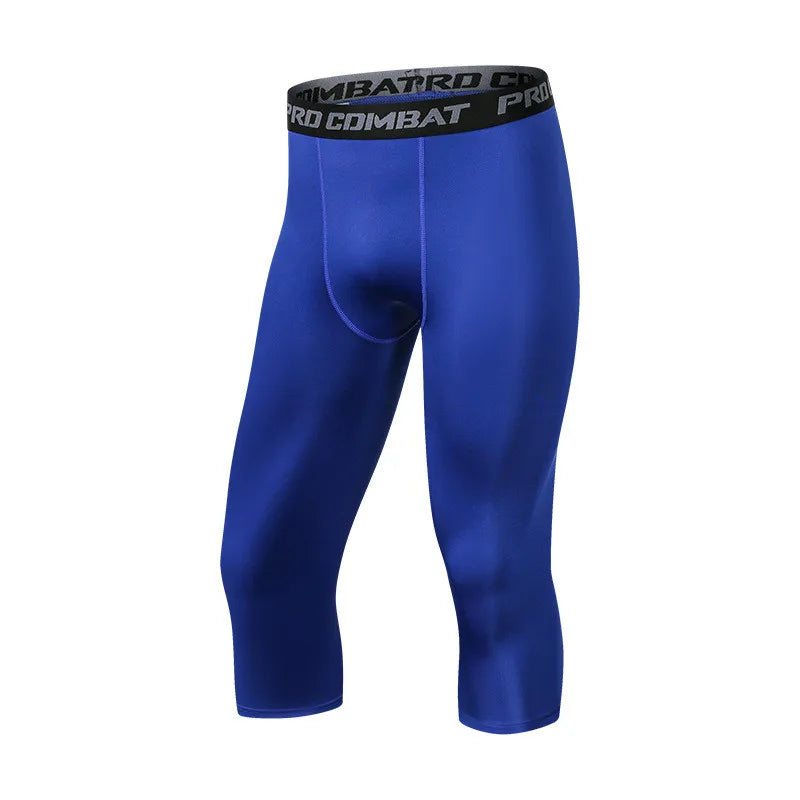 Men Tight 3/4 Cropped Pants Compression Training Fitness Jogger Running Skinny Trousers Basketball Boy Sports Shorts Quick Dry