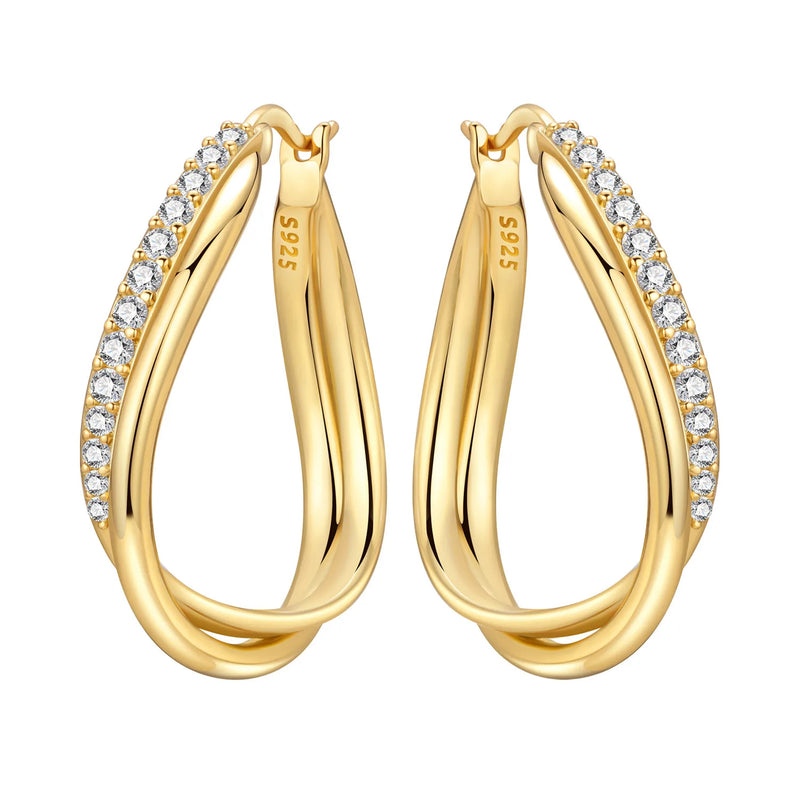 Orstarry S925 Sterling Silver 18k Gold Modern Square Earrings Hoop Earrings For Women Jewelry Original Trendy Anniversary Gifts