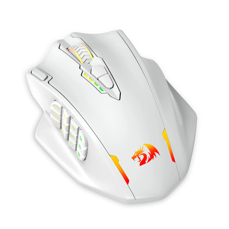 Redragon M913 Gaming 16000 DPI Wired 2.4Ghz Wireless RGB Optical Gamer Mice 16 Programmable Buttons, Black/White Mouse