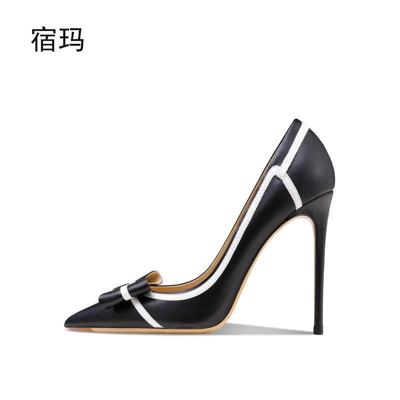 Women Pumps Black Slingbacks Women's 2026 Trend Butterfly-Knot High Heels Luxury Cinderella Pointed Toe Pumps Party Ladies Shoes