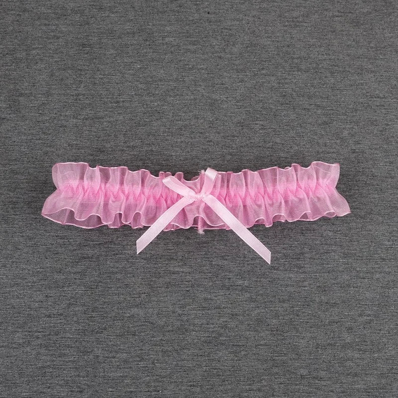 Women Sexy Bow Lace Leg Ring Lingerie Floral Garters Belt Bowknot Leg Loop Wedding Bridal Cosplay Lolita Girl Stocking Suspender