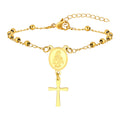 Vnox Rosary Bracelet for Women Girls, Gold Plated Stainless Steel Religious Cross and Virgin Mary Prayer - Visuel 11 | SAMAG