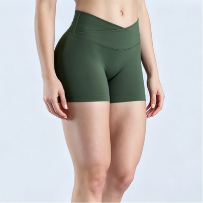 HISTELLO Vision Shorts Women Seamless Cross Waist Yoga | SAMAG