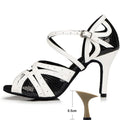 Black White Latin Dance Shoes for Womens Soft Bottom Indoor Jazz Tango Cha Cha Party High Heel Girl Dancing  Hollow Out Sandals
