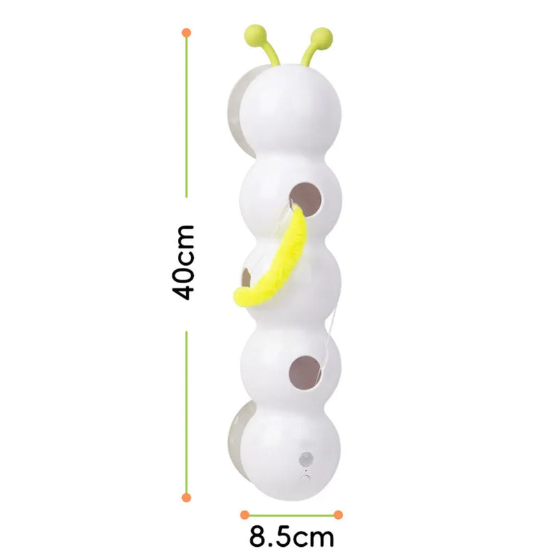Interactive Caterpillar Cat Toy Motion Activated Teasing Stick with Feather Tail Rechargeable Intelligent Caterpillars Cat Toys