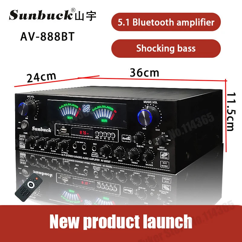 888BT 999BT Dual Dynamic Screen Digital Bluetooth Amplifier HiFi Stereo Sound AMP For Home Car Theatre Karaoke Meeting Max 4000W