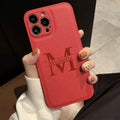 Personalized Customized Initials Name Case For iPhone 17 16 15 14 13 12 11 Pro Max Plus Big Letter Laser Engraving Leather Cover