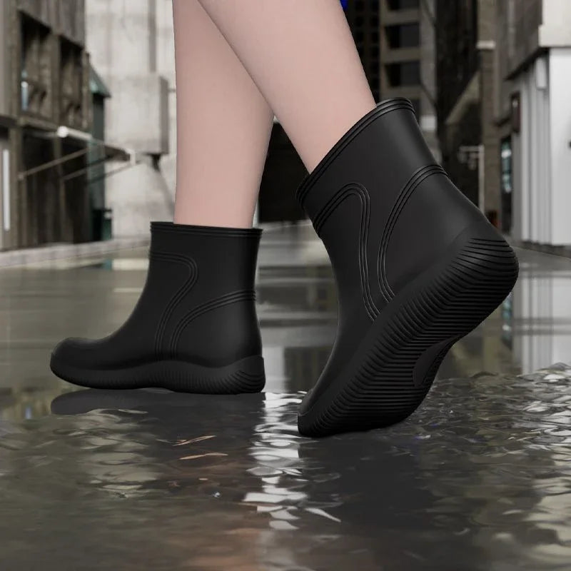 Low Cooking Men's Rain Boots Black Silicone Male Ankle Chef Shoes Kitchen Short Summer Big Size Comfortable Rainy Day 2025 Mud