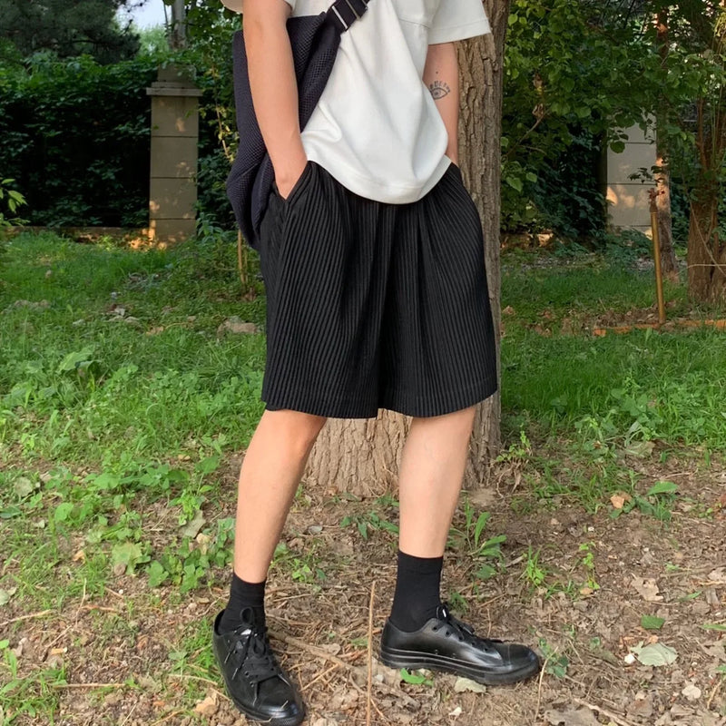 ISSEY Arrival Japan Miyake Pleated Shorts Draped - View 2 | SAMAG