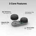 Dual Bluetooth Speaker Set with Magnetic Base & Phone Stand TWS Stereo Sound 10H Playtime RGB Music Sync Lights for Home Theater