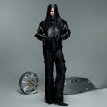 LUZHEN 2026 Stylish Stripe Original Patchwork Design Stand Neck Leather Jacket Men's Trendy High Quality Motorcycles Coat JY6331