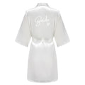 Wedding Party Team Bride Robe Kimono Satin Pajamas Bridesmaid Bathrobe With White Letters YE8171
