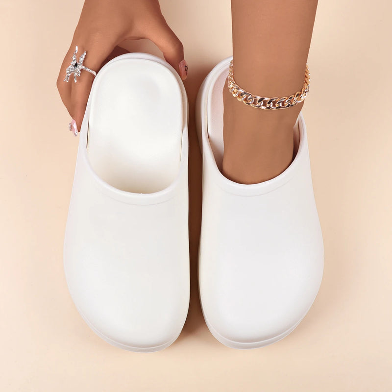 Women's Platform Heels Closed Toe Mules Clogs Breathable EVA Thick Sole Waterproof Slippers From Home