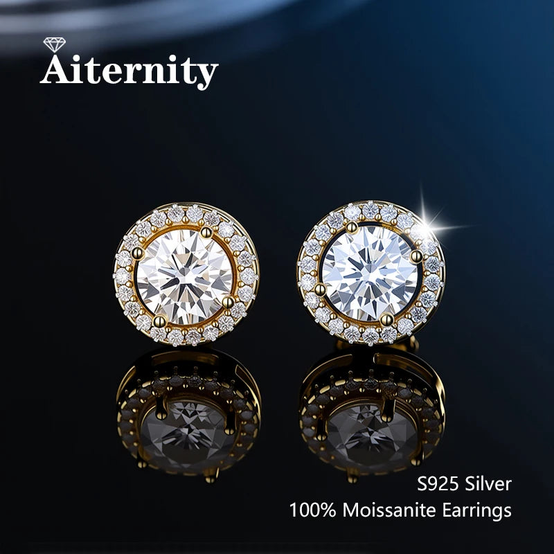 Promotion Moissanite Earrings for Women Pass Diamond Test Pen 100%  With Certificate Ear Studs 925 Sterling Silver Fine Jewelry