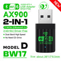 2 IN 1 WIFI6 AX900 USB WiFi Bluetooth 5.4 Wireless Adapter Dual Band 2.4G+5GHz 900Mbps Network Card - Visuel 10 | SAMAG