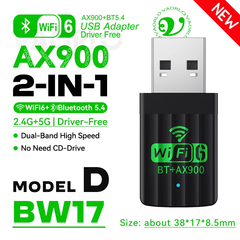 2 IN 1 WIFI6 AX900 USB WiFi Bluetooth 5.4 Wireless Adapter Dual Band 2.4G+5GHz 900Mbps Network Card - Visuel 10 | SAMAG