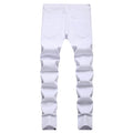 Men Painted Stretch Denim Jeans Zippers Buttons Fly Biker | SAMAG