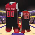 Custom Red Black Sports Basketball Training Uniforms Kids Boys Girls Basketball Jersey and Shorts Kit Printed Team Name Number