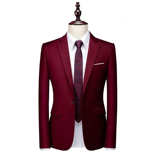 22 Color Men's Suit Jacket, Single Button V-neck Dress Coat Black Blue Red Slim Blazer Asian Size Terno Masculino, M-5XL 6XL