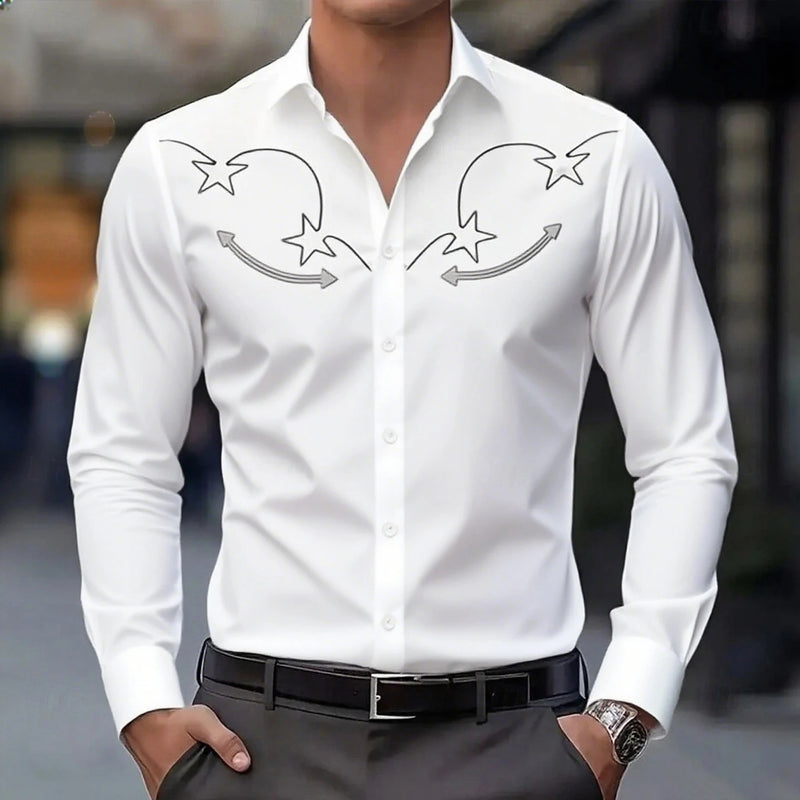Men's Long Sleeve Shirt Western cowboy Denim Retro | SAMAG