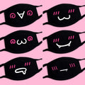 Black Face Mask Unisex Winter Warm Thickening Half Face Mouth Mask Cotton Cartoon Pattern Anti-Dust Anti- Respirator Kpop Mask