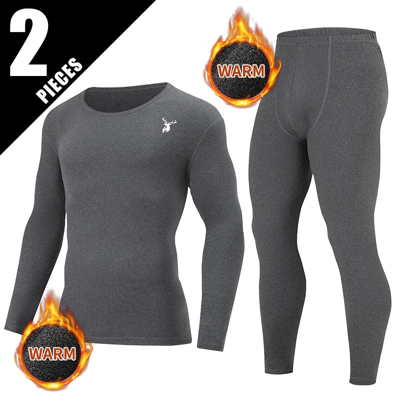 2-Piece Men's Autumn And Winter Warm Suit With Deer Head Print For Youth Sports And Leisure Loose And Comfortable Autumn Clothes