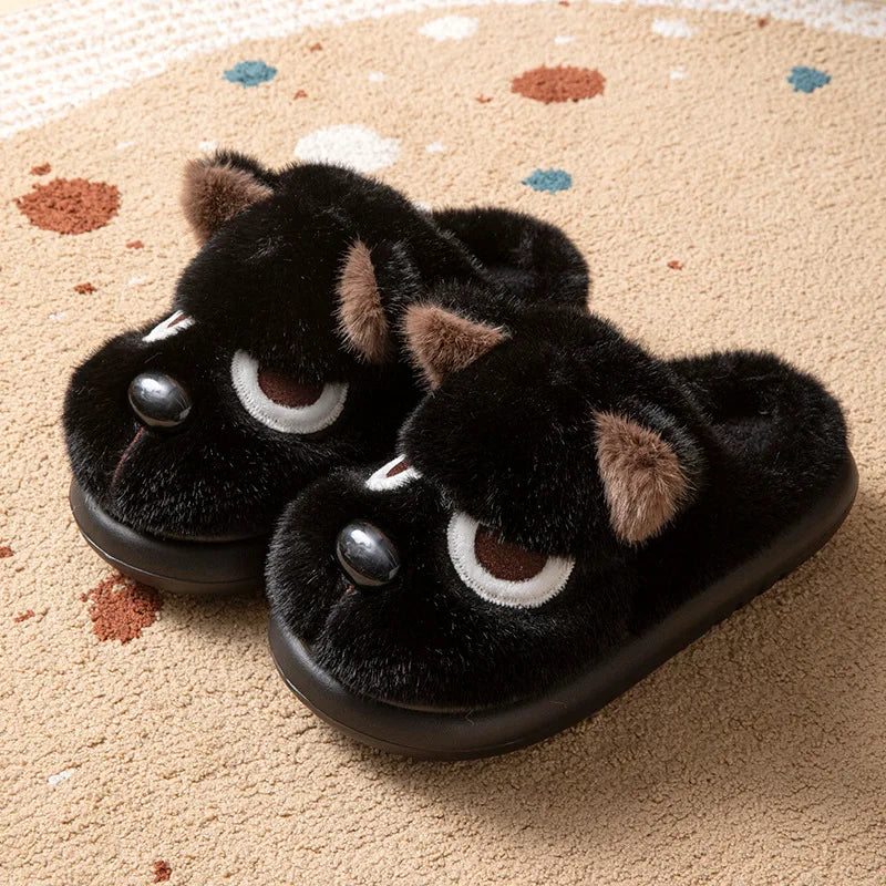 Dog Fluffy Platform Women's Slippers Home Plush Winter Cartoon Designer Woman Shoes Indoor Fuzzy Fur Slides Unisex Soft Non-Slip