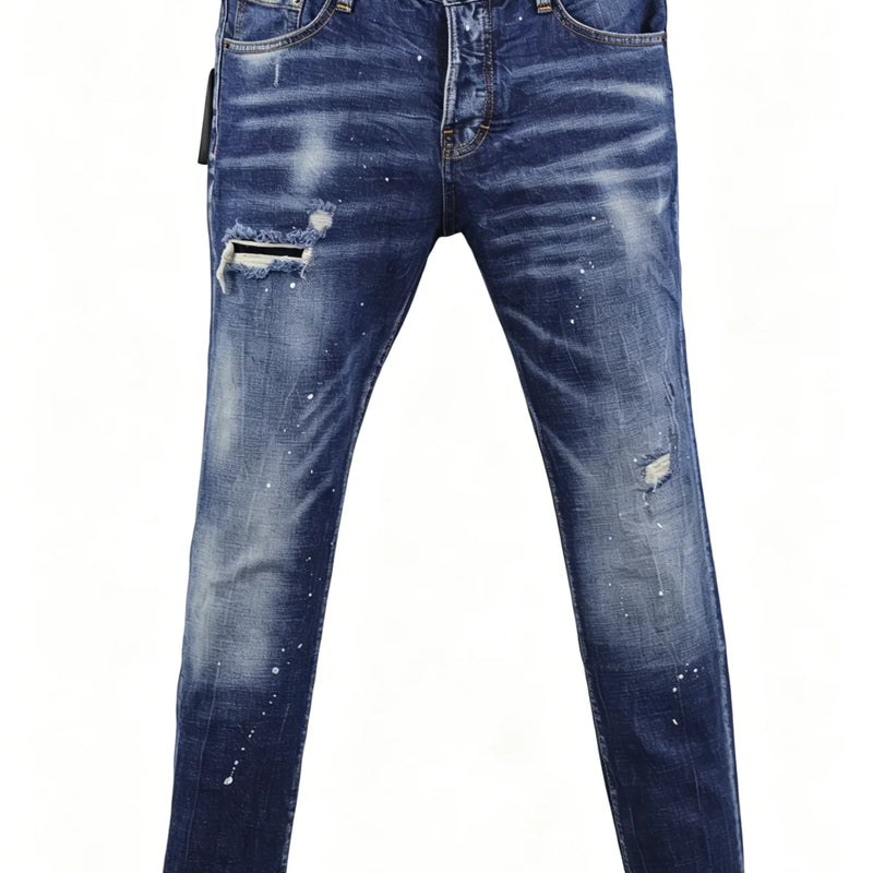 6057 Four Seasons New Men's Wear Washed Ripped Patch | SAMAG