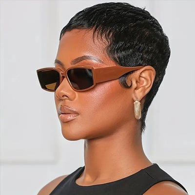 Pixie Cut Layered Straight Short Wig For Women Brazilian Human Hair 100% Full Machine-Made Wigs Black Color Natural Realistic