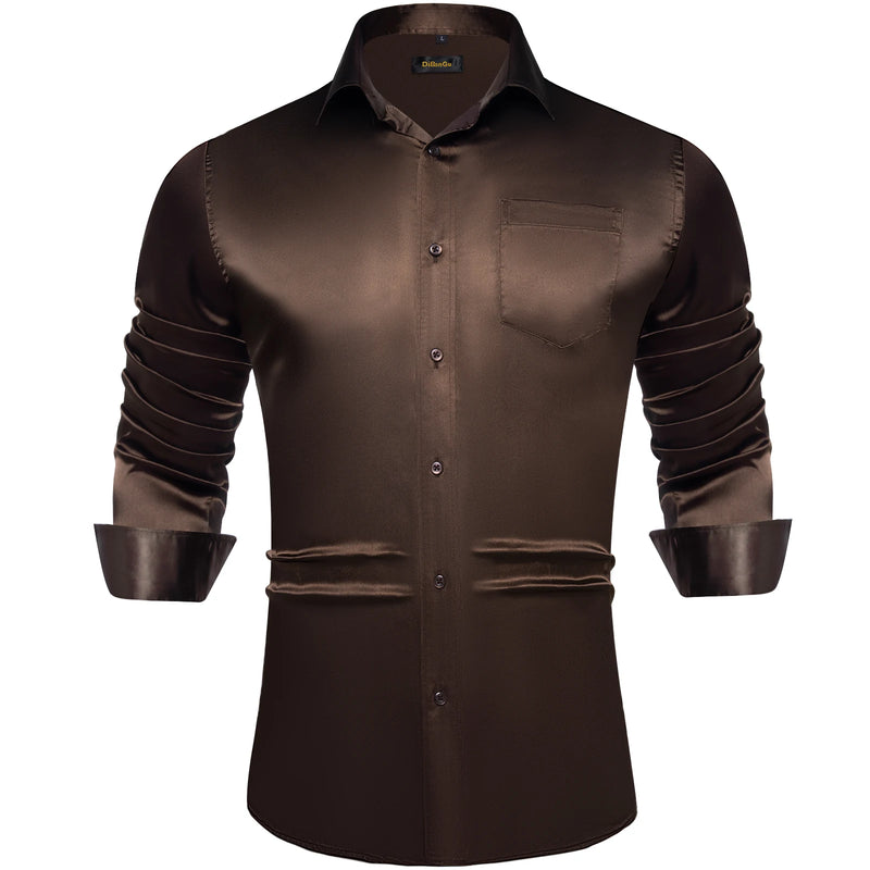 Solid Satin Shirts for Men Sage Green Black Yellow Red | SAMAG