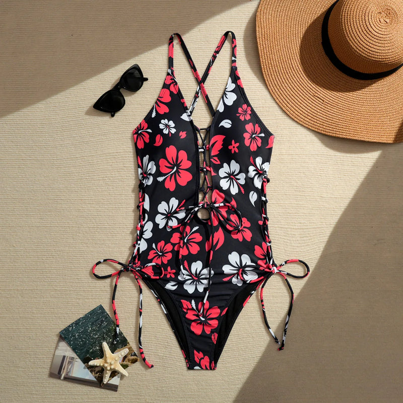 Printed Flower Tankini Set Girl Swimwear Adjustable Strap | SAMAG