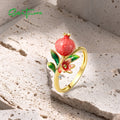 SANTUZZA Real 925 Silver Ring For Women Cute Fruits Blueberries & Pomegranate Birthday Gifts Delicate Fine - Visuel 5 | SAMAG