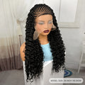 26inch Synthetic Cornrow Braided Wigs 13x4 Lace Frontal Deep Wave Curly Braiding Hair Wigs with Baby Hair for Black Women
