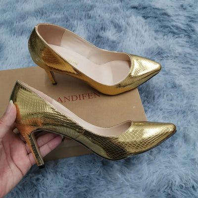 Women Shoes Fashion 8cm Sexy Crocodile Pattern Pointed | SAMAG