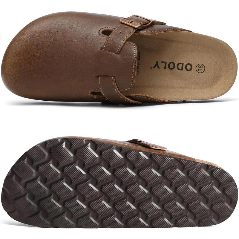 Asgard Unisex Vegan Leather Clogs Fashion Non-slip Cork Footbed Mules Slippers With Arch Support Lady Cozy Casual Potato Shoes