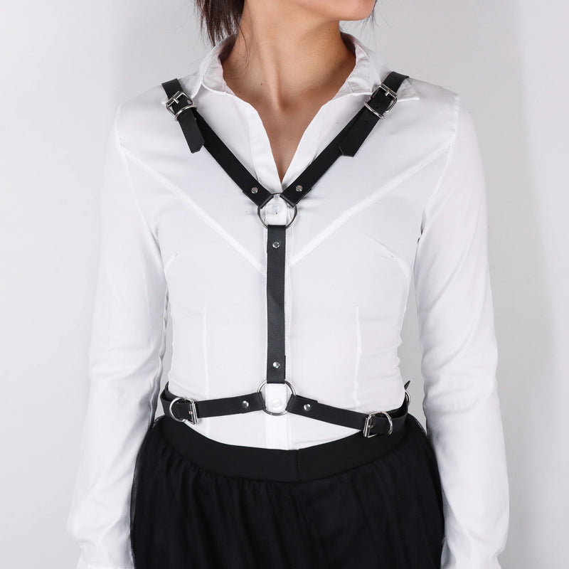 Women Punk Angel Wings Body Chest Harness Waist Belt Suspenders for Rave Festival Roleplay Costume - Visuel 3 | SAMAG
