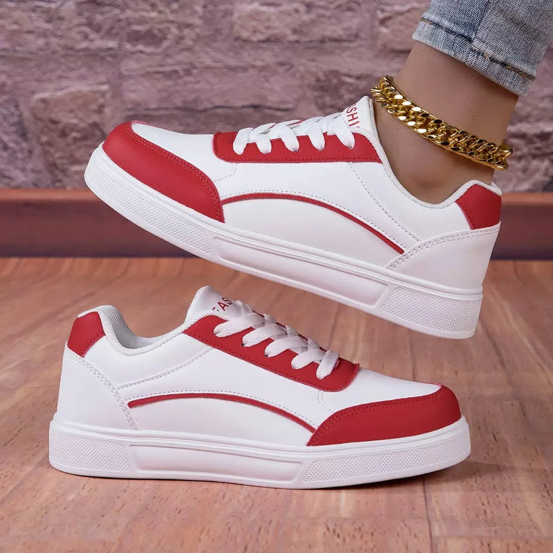 Street Style Red Skateboard Shoes For Women Comfortable | SAMAG