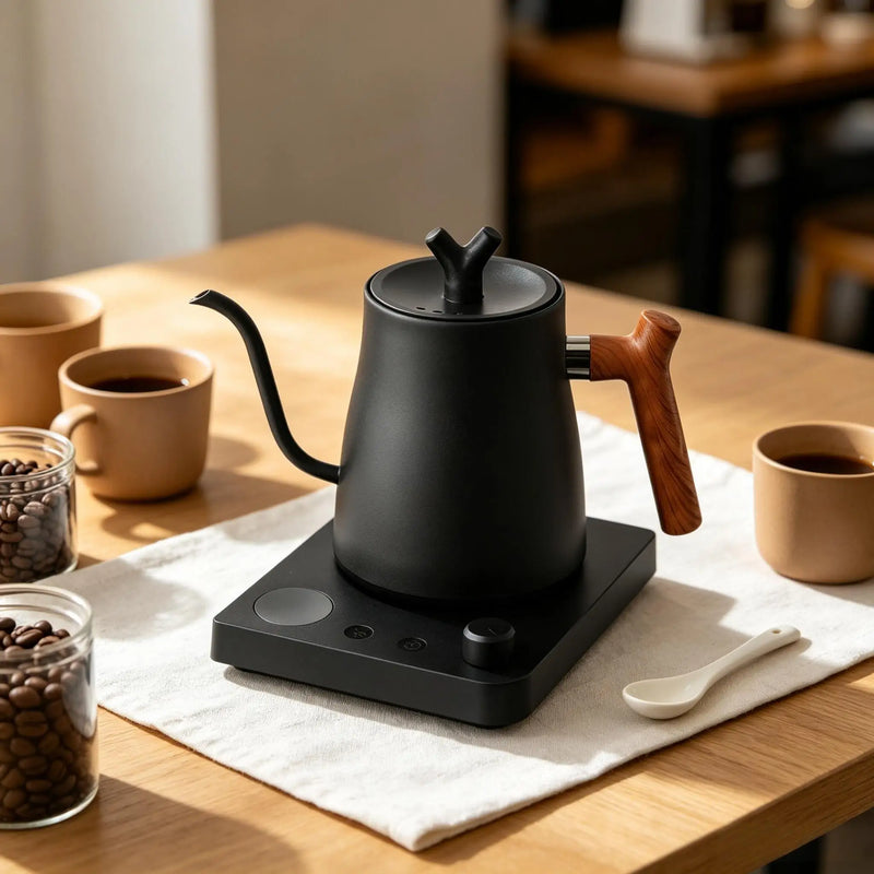 1L Gooseneck Mechanical & Smart Temp Control Kettle - Auto Shut-Off & Boil-Dry Protection Stainless Steel Pour-Over Coffee&Tea