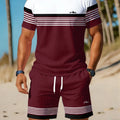 Casual Holiday Beach Men's T - shirt And Shorts 2 Pieces Sets Summer Suit Clothing Stripe Print Sleeve Tee - View 11 | SAMAG