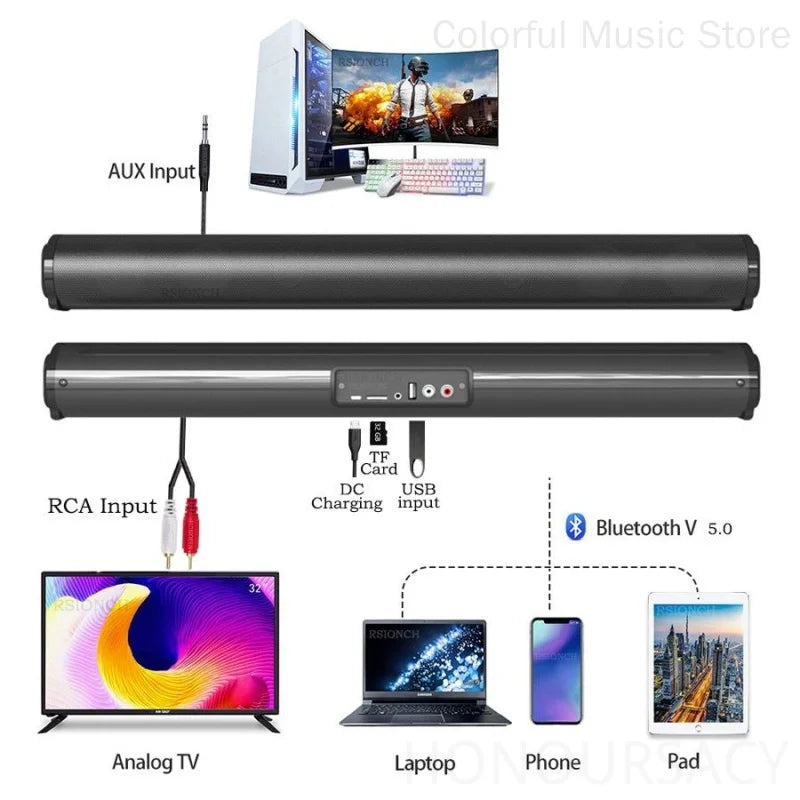 NEW Soundbar Blaster Bluetooth Speaker Desktop Home TV Outdoor Super Power Sound TV Projector Subwoofer Portable Sound Bar BS-10