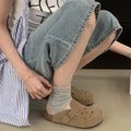 Women's Suede Clogs with Adjustable Strap Fashion Cork Footbed Genuine Leather Mules Outdoof New Slip on Potato Shoes