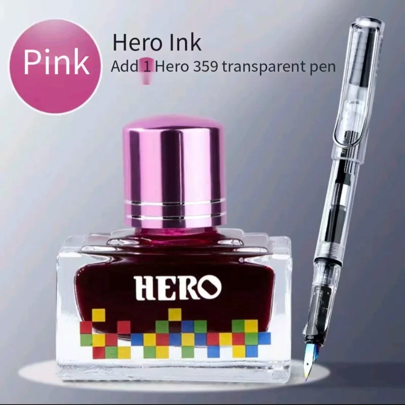 Hero 12 Colors Non-Carbon Ink 40ml Waterproof Quick Dry Fountain Pen Calligraphy Drawing Ink