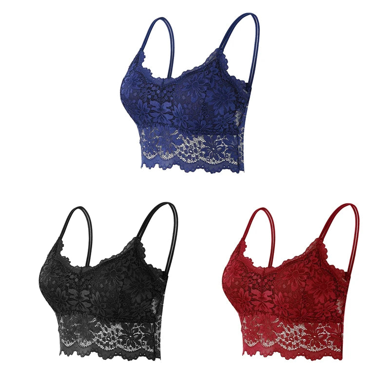 Women's Lace Bras Top Comfortable Bralette Solid Color - Visuel 19 | SAMAG