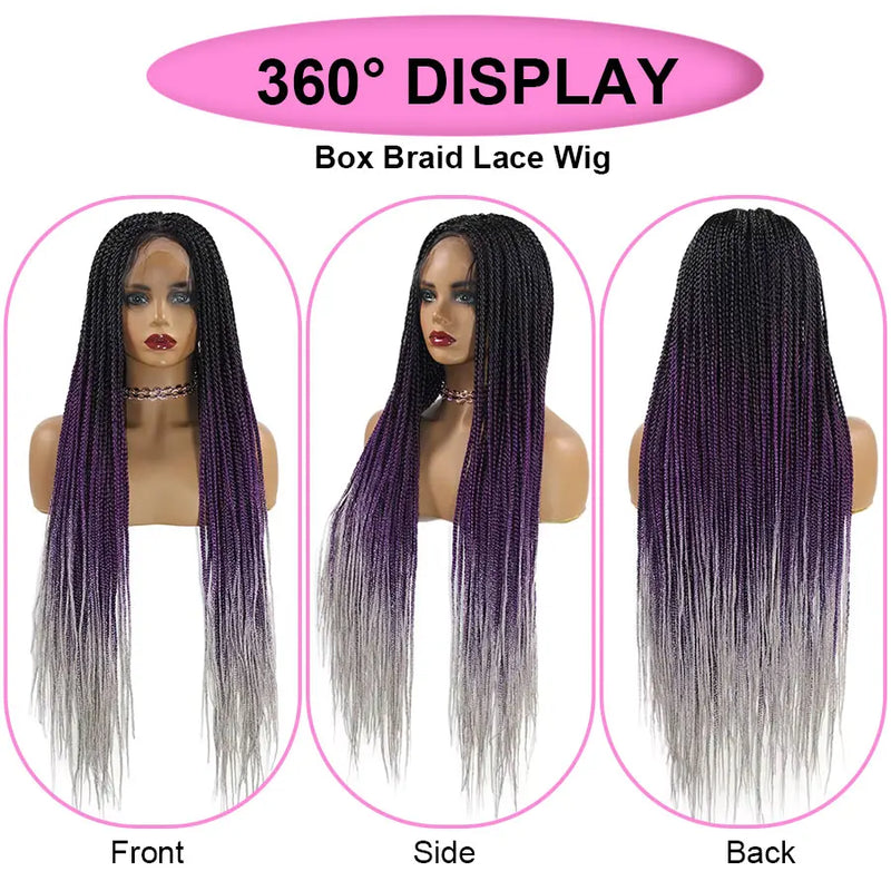 Cornrows Braided Wig Small Square Knotless Box Braids Wigs For Black Women With Baby Hair Synthetic Long 36Inches Braiding Hair