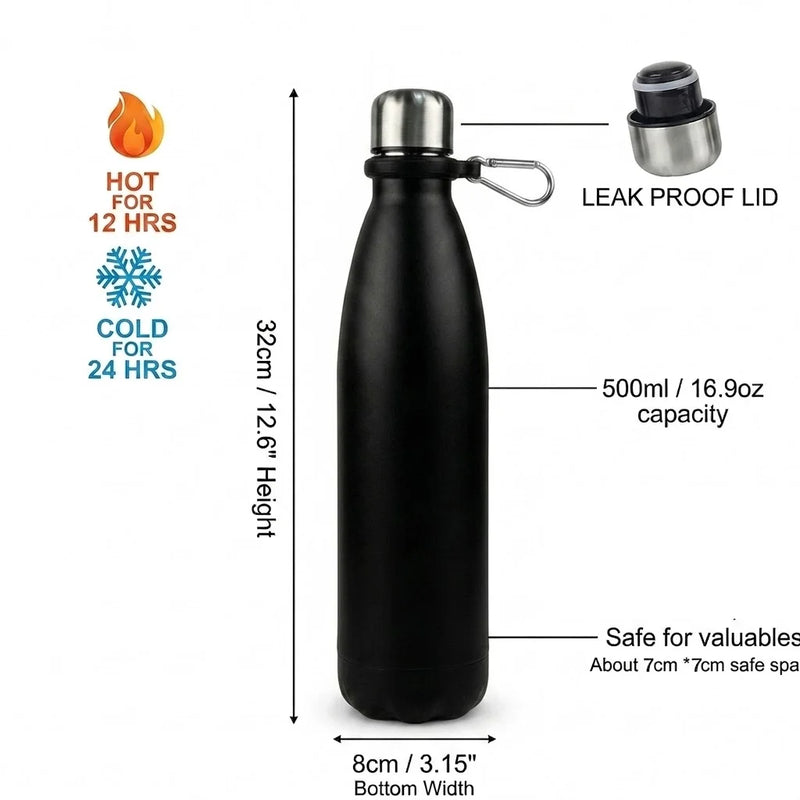 750ml Upgraded Diversion Water Bottle Stainless Steel Hidden Safe Secret Stash with Carabiner for Cash Keys - View 6 | SAMAG