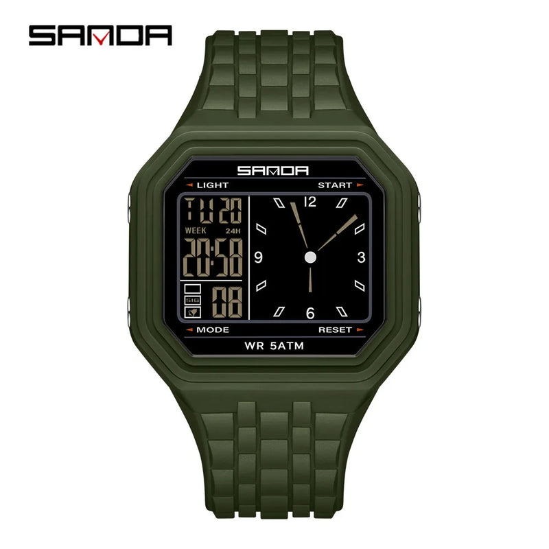 SANDA 6367 New Fashion Electronic Watch Men's 50m Waterproof Night Light Multi Functional Student Trend - Visuel 13 | SAMAG