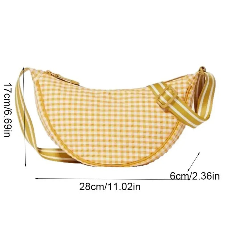 Fashion Canvas Plaid Hobos Crossbody Bag for Women Shoulder Bag Half Moon Chest Bags Tote Lady Travel Shopper Bag Female Purses
